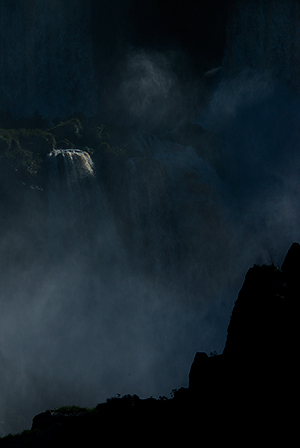Brink of falls in the mist. Look carefully and find several other waterfalls!© 2013 Bob Harvey